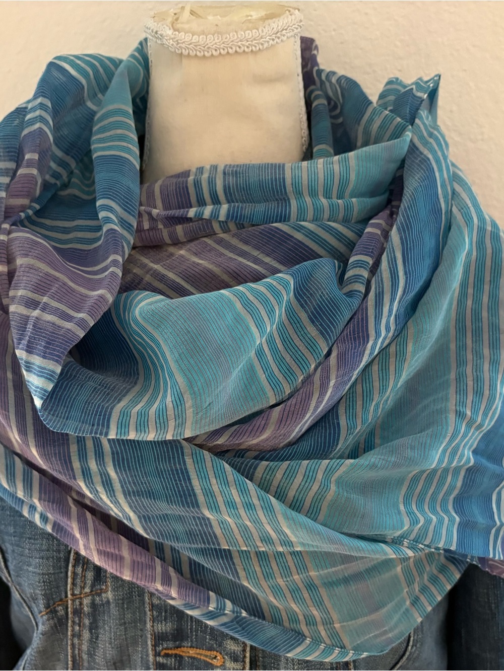 Echo New York Made in Italy Striped Lightweight Scarf / Wrap